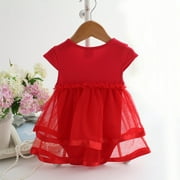 JSCDRPDWL Girls Dresses Baby Girls Birthday Tutu Bow Clothes Party Jumpsuit Princess Romper Dresses for Girls Dresses for Girls 10-12 Red 12 Months